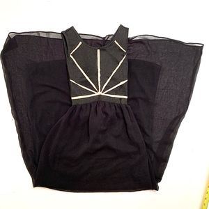 Elegant Black Dress w/ Tan Detailing